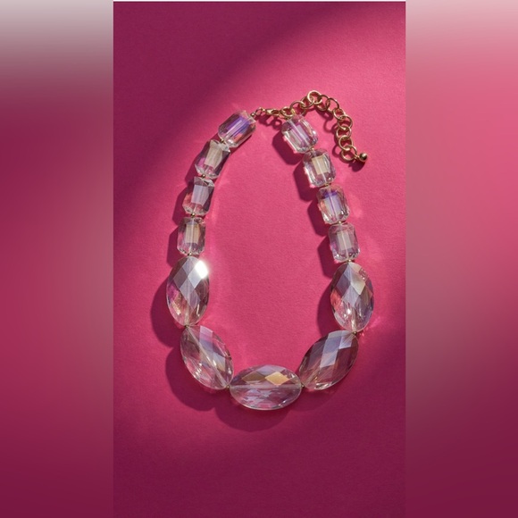 New Francesca’s Luxe Large Faceted Crystal Statement Necklace - Picture 3 of 5